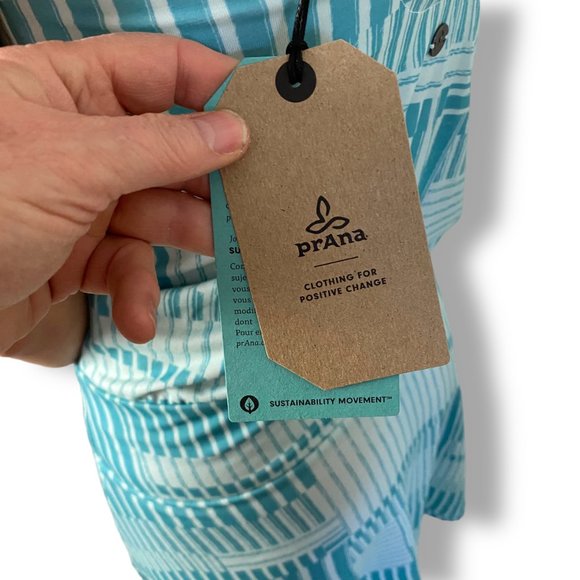 Prana Avore Dress Azurite Wave Blue Print NWT Sz XS Body Con, Soft, Halter - Picture 7 of 9